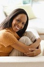 african american woman with knees up