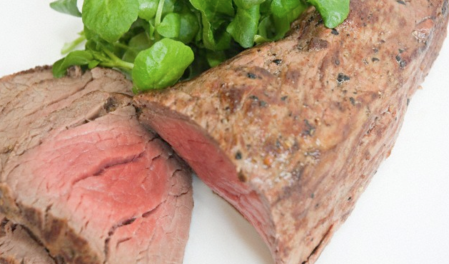 Two pieces of roast beef