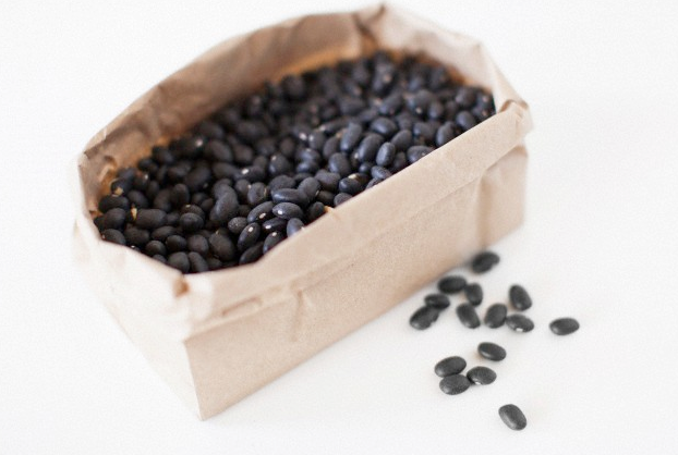 A container of black beans
