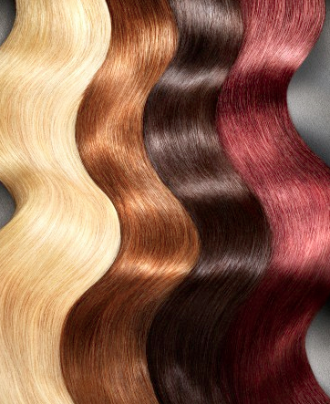 wavy strands of different color hair