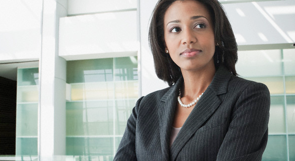A businesswoman looking into the distance