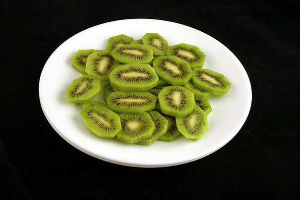 cut up pieces of kiwi