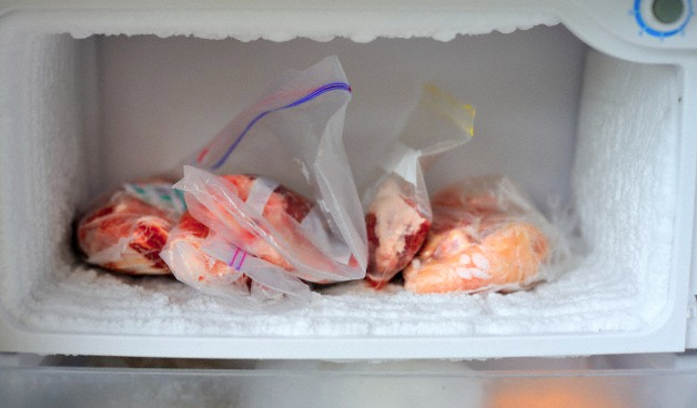 frozen food in plastic ziplock bags