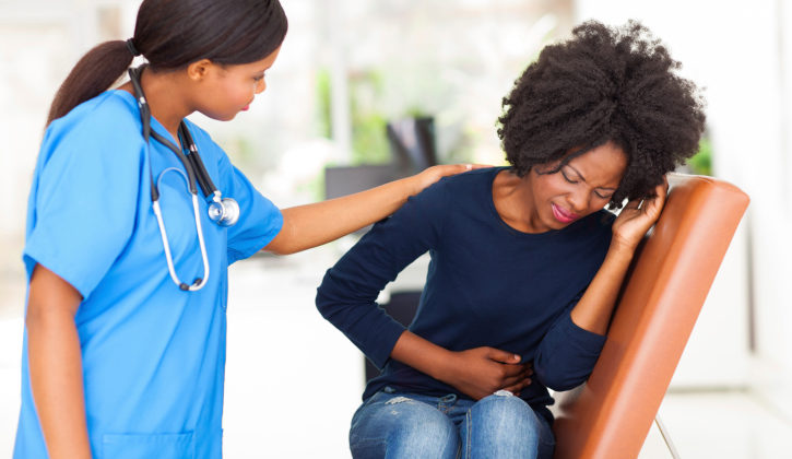 woman with stomach pain