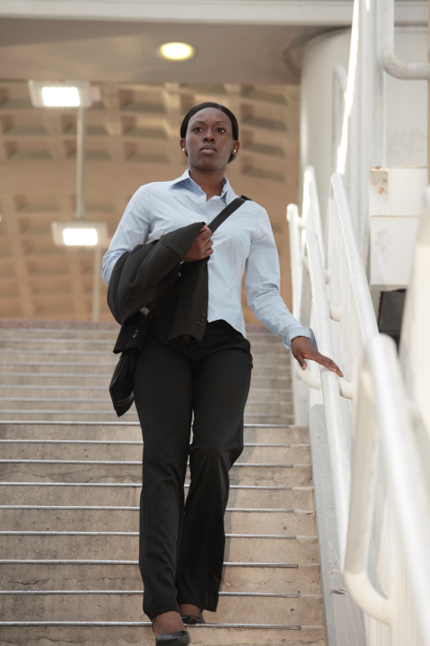 woman stairs