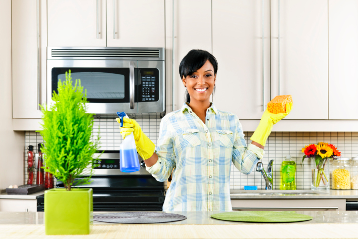 young woman cleaning