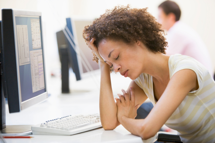 tired woman working