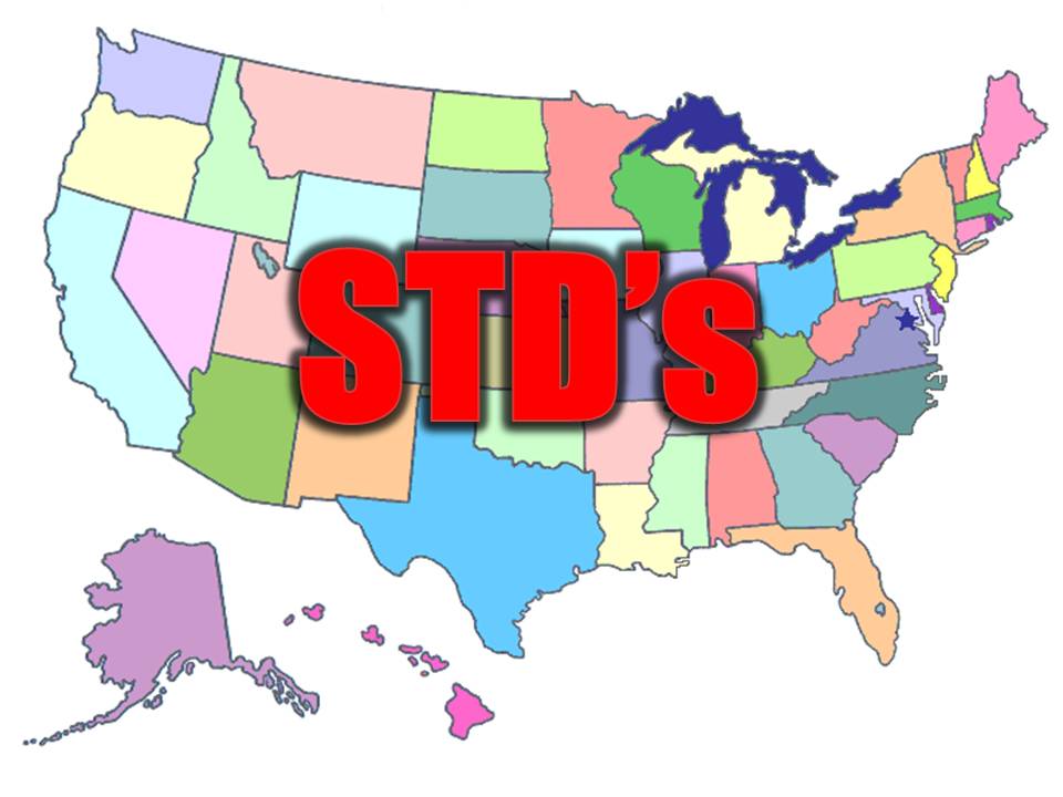 united states in backdrop with the word "STD'S" in bold