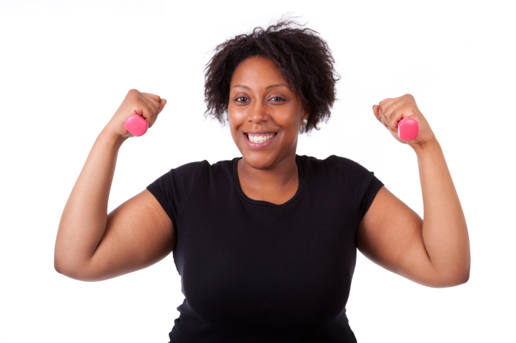 woman with weights
