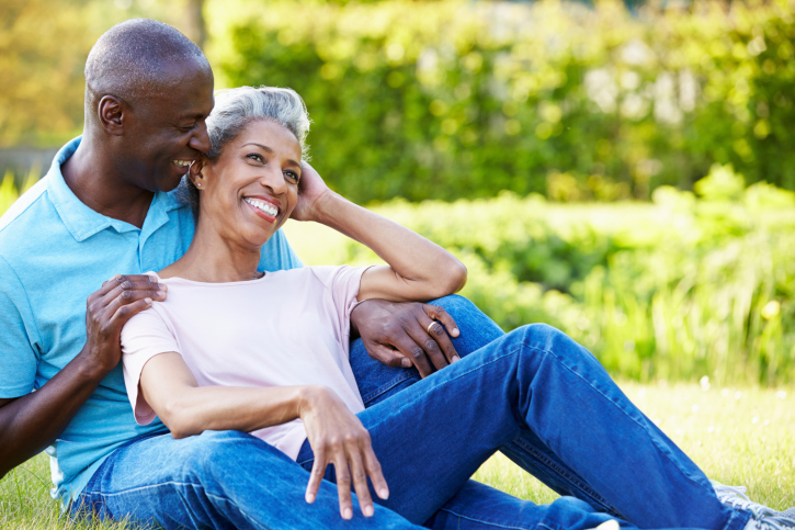 African American happy couple outside