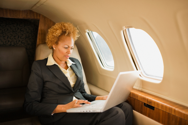 woman on airplane