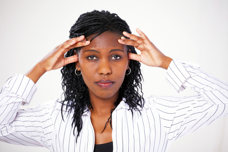 african american woman with stressed expression