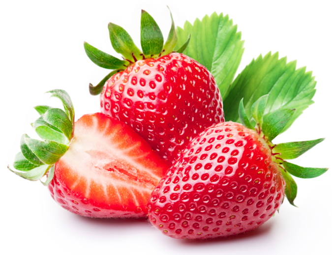 Strawberries with leaves