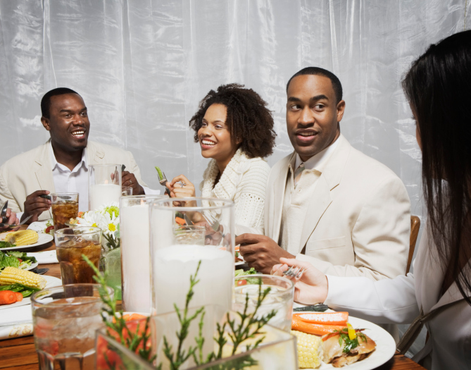 friends at dinner party