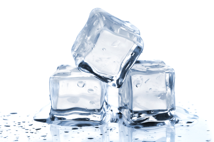 Three melting ice cubes