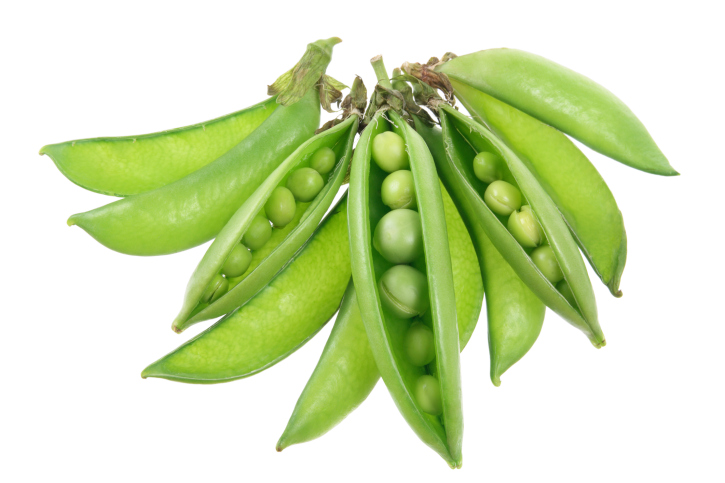 sugar snap peas on white