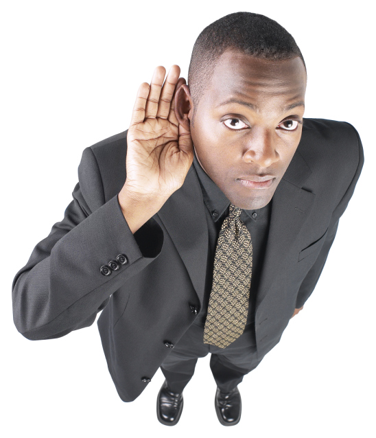 man ears listening