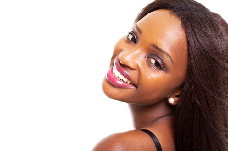 woman smiling straight hair