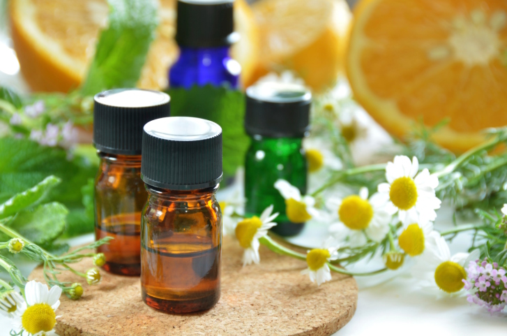 essential oils with fruits and herbs