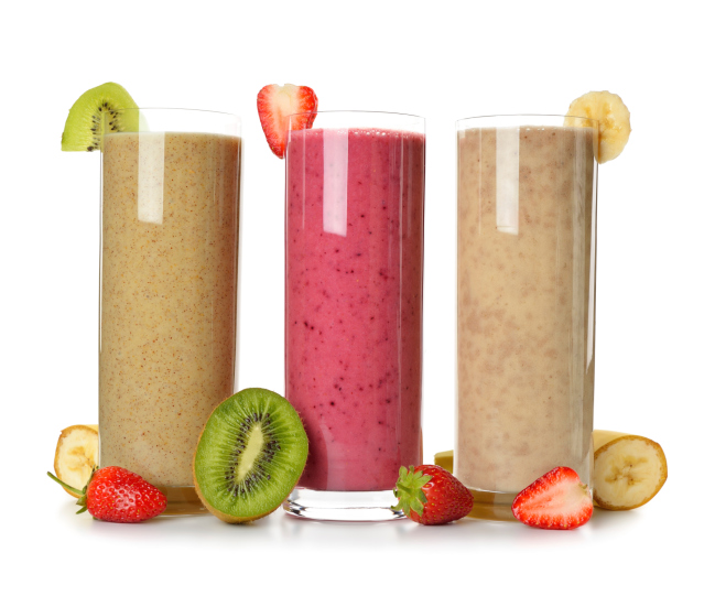 Smoothies strawberry, banana and kiwi