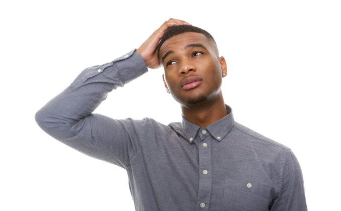 Confused african american man
