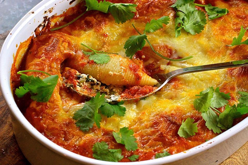 Collard Green & Ricotta Stuffed Shells
