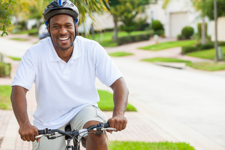 man riding bike