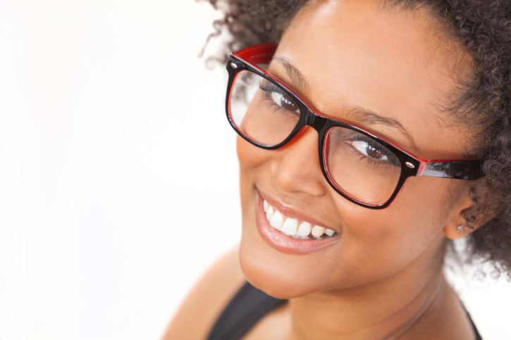 woman smiling with glasses