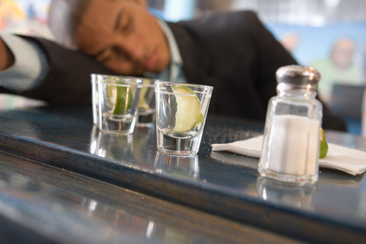 man drunk at bar