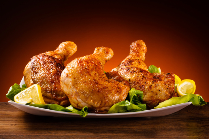 Roasted chicken leg and vegetables