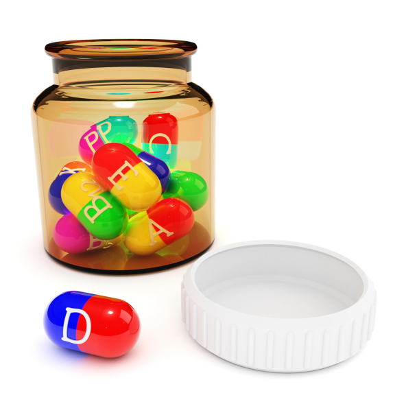 assorted vitamins in bottle