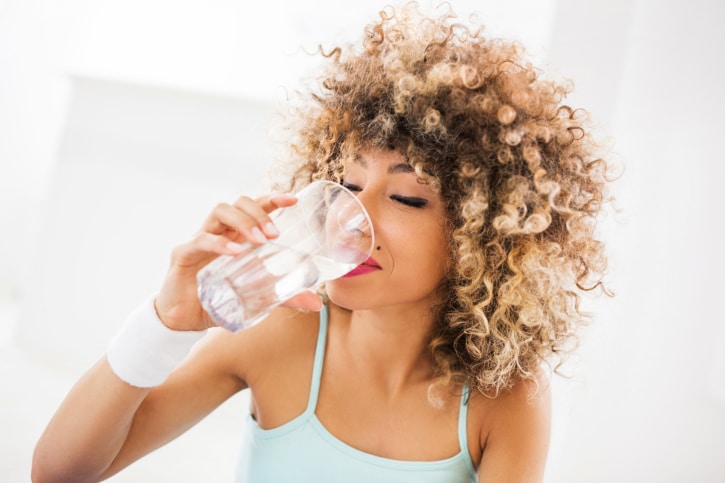 woman drinking water