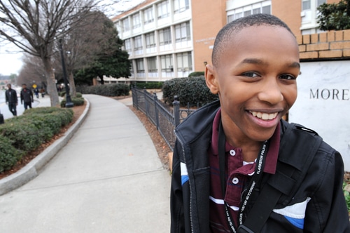 Stephen R. Stafford is a 13 yr. old Sophomore at Morehouse College. He was photographed at Morehouse. Shot at Morehouse on January 22