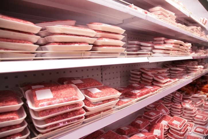 meat section in grocery store