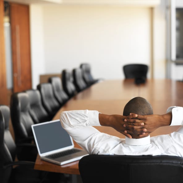 businessman sitting in conference room