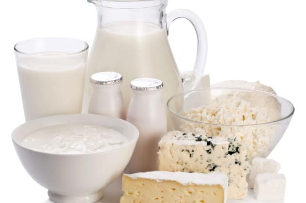Dairy products on white background