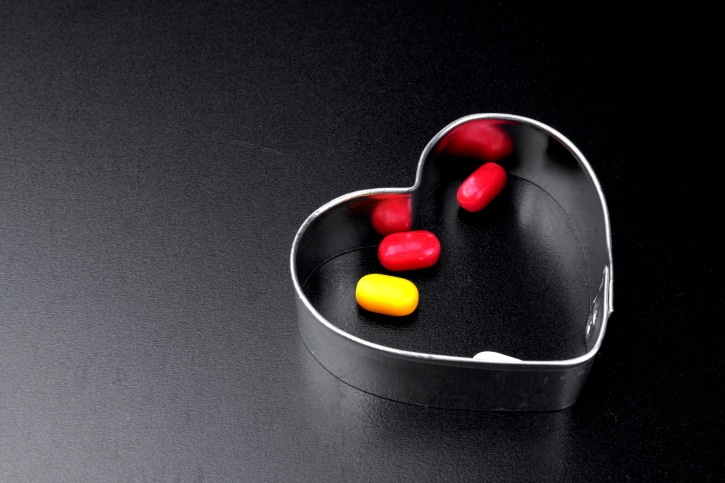 pills inside of a heart