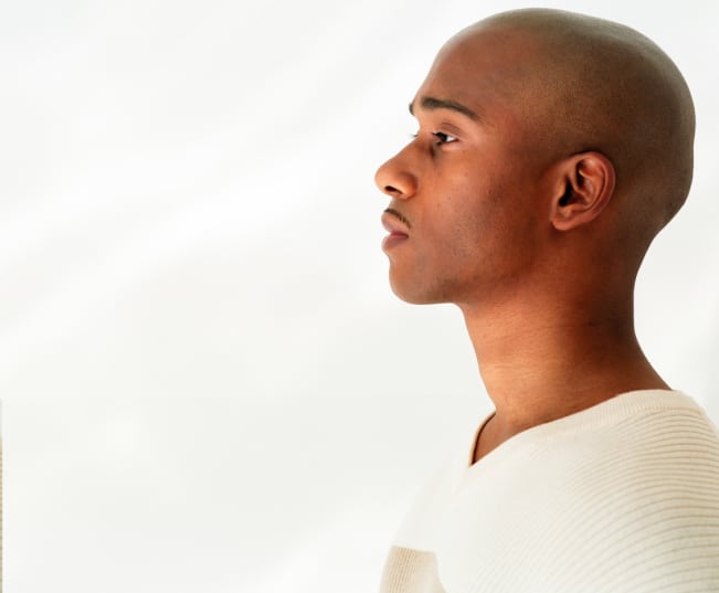 African American man serious side profile