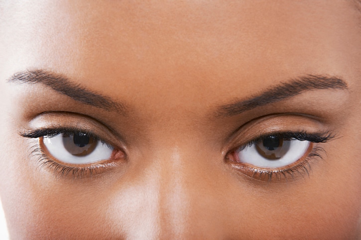 close up African American woman eyebrows