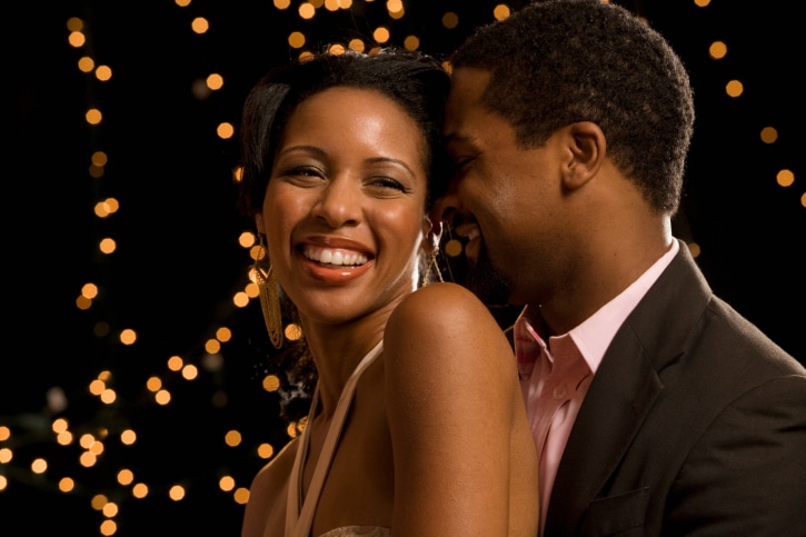 African American couple on date dancing