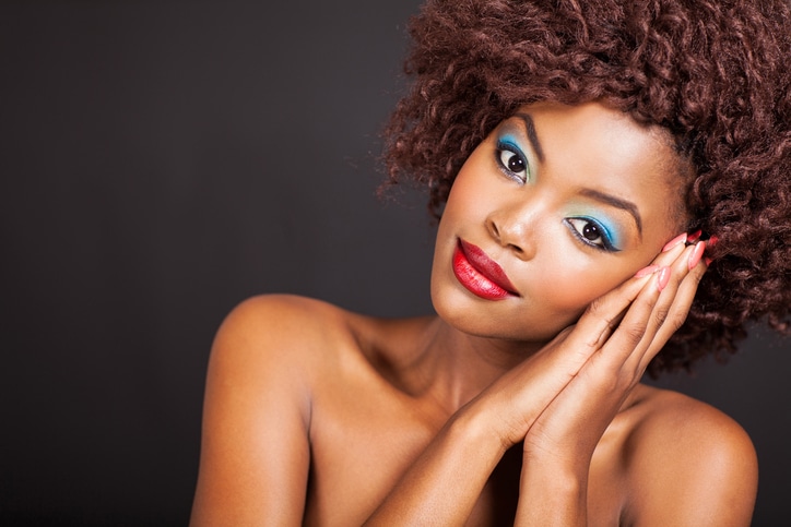 African American woman wearing makeup