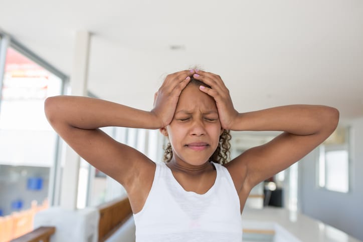 African American girl stressed frustrated