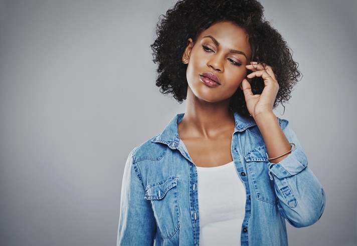African American woman natural curly hair
