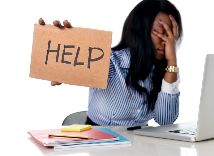 African American woman stressed frustrated
