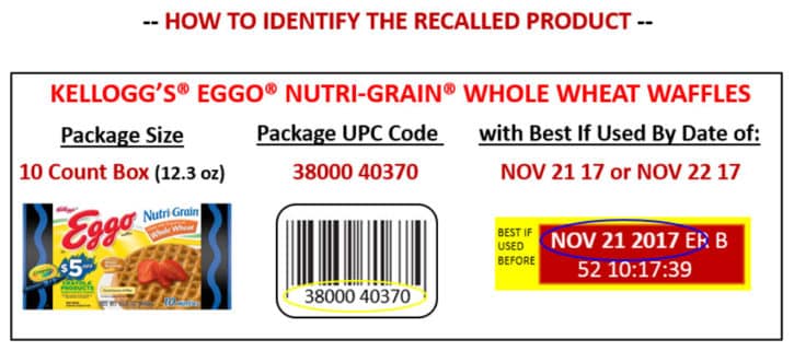 Eggo Recall label