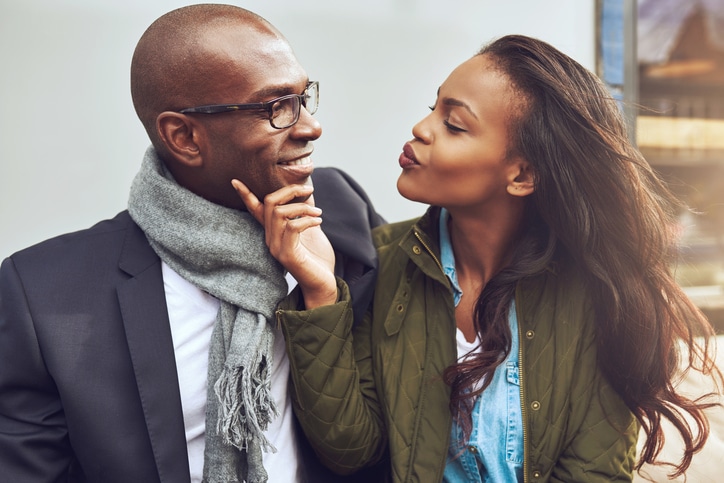 Young African American couple flirting