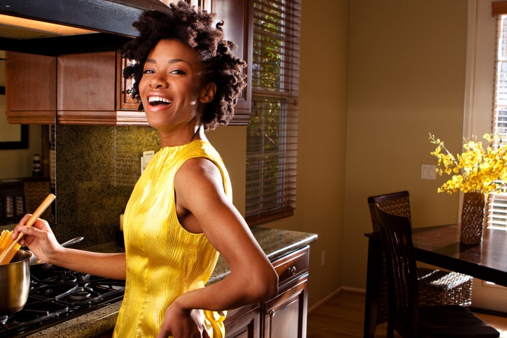 African American woman cooking