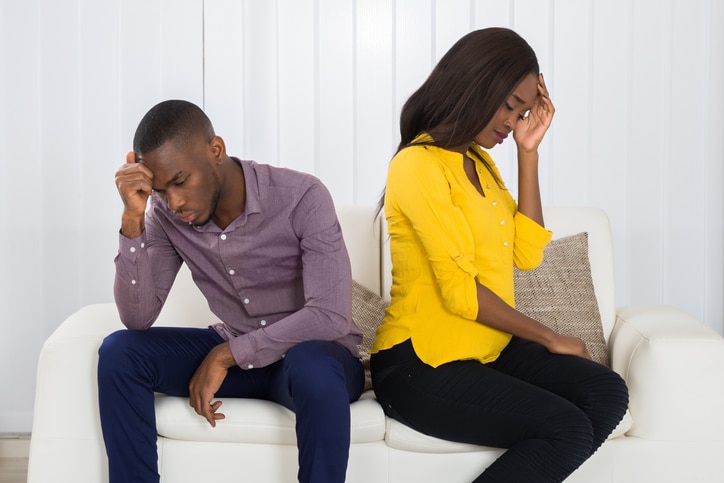 African American couple upset argue
