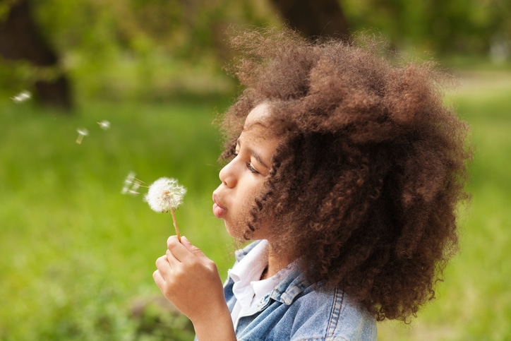 African American girl spring summer outside