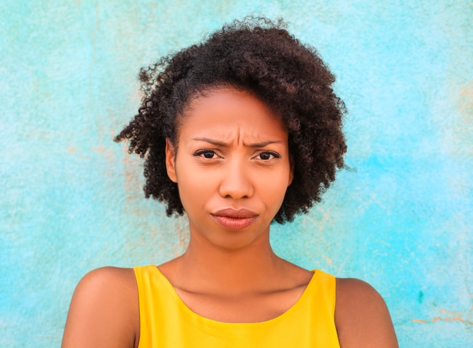 Woman who is not happy. 